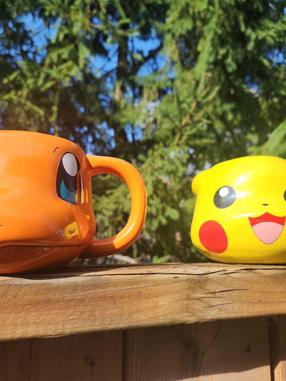 Orange Charmander & Yellow Pikachu Pokemon Character Mugs - Set of 2